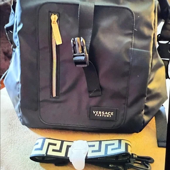 Versace Black Backpack with Gold Accents display picture 1